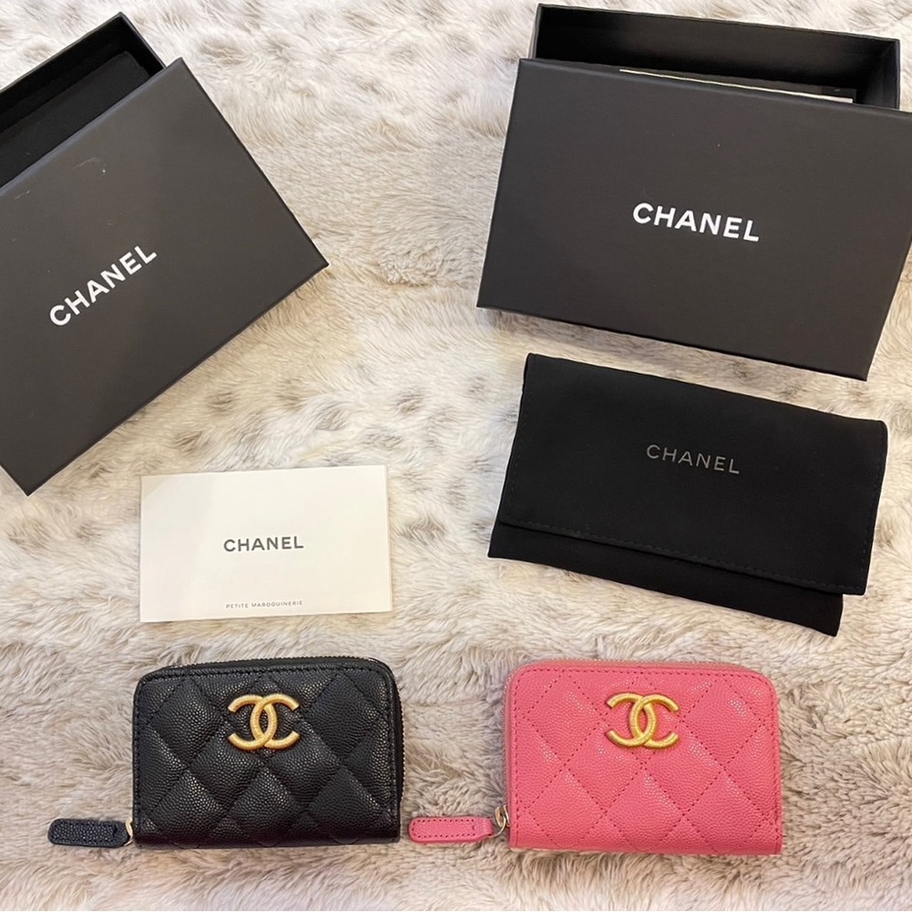 💯Authentic CHANEL Caviar Quilted Zip Coin Purse in Pin ❣️NEW❣️